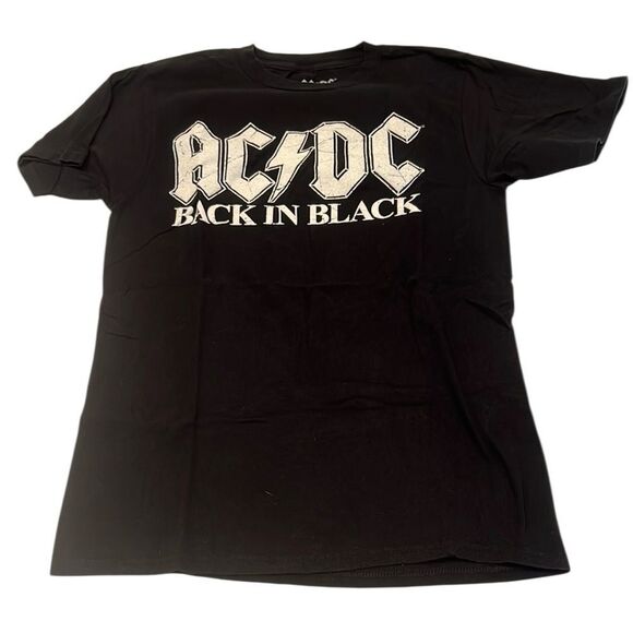 AC/DC Back in Black distressed size small short sleeve T-Shirt EUC - Picture 1 of 6